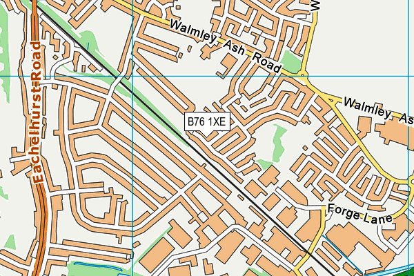 B76 1XE map - OS VectorMap District (Ordnance Survey)