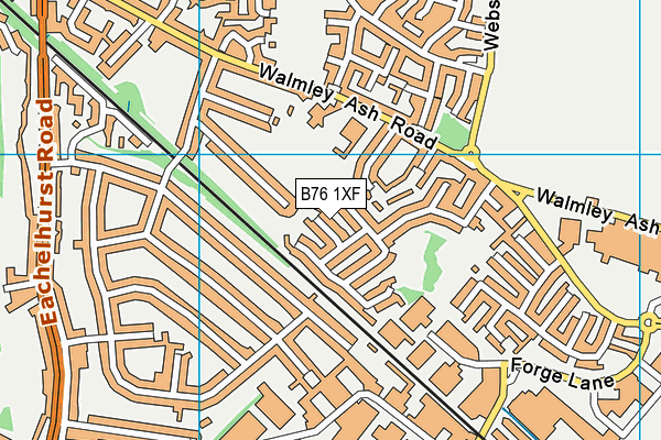 B76 1XF map - OS VectorMap District (Ordnance Survey)