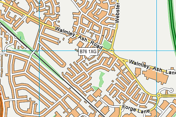 B76 1XG map - OS VectorMap District (Ordnance Survey)