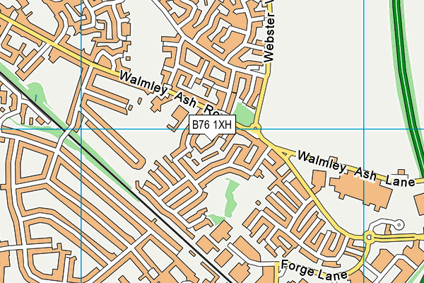 B76 1XH map - OS VectorMap District (Ordnance Survey)