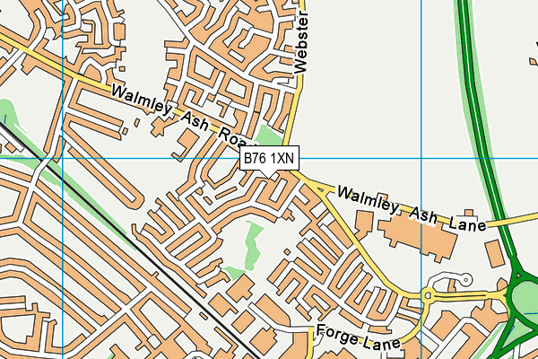 B76 1XN map - OS VectorMap District (Ordnance Survey)