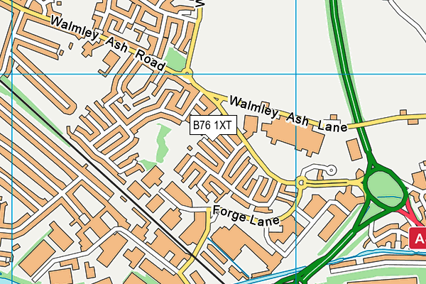 B76 1XT map - OS VectorMap District (Ordnance Survey)