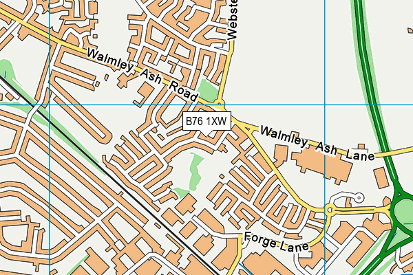 B76 1XW map - OS VectorMap District (Ordnance Survey)