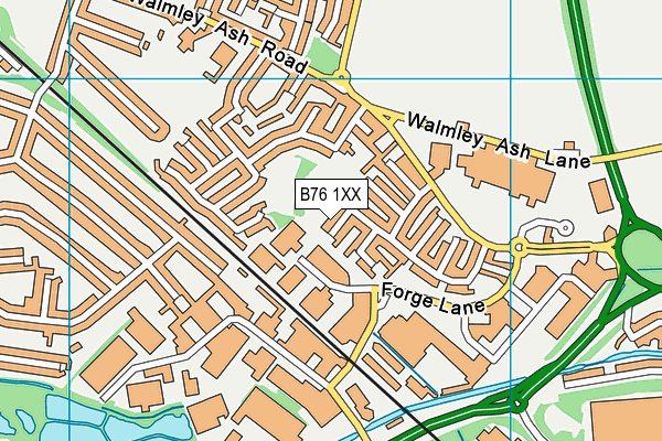 B76 1XX map - OS VectorMap District (Ordnance Survey)