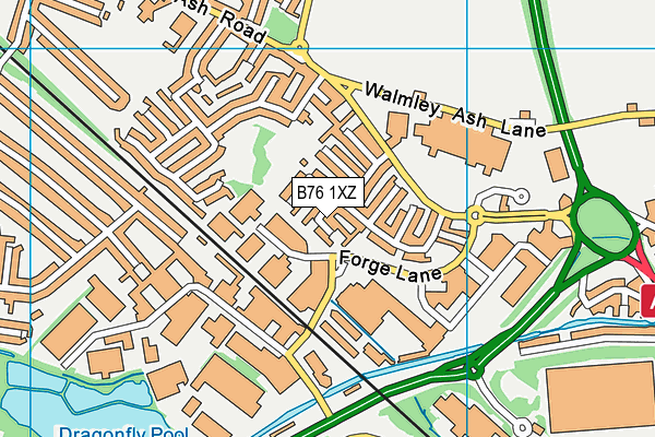 B76 1XZ map - OS VectorMap District (Ordnance Survey)