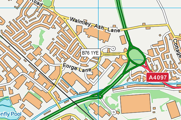 B76 1YE map - OS VectorMap District (Ordnance Survey)