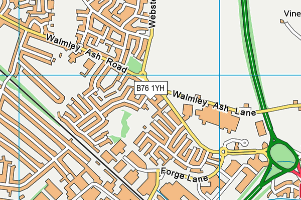 B76 1YH map - OS VectorMap District (Ordnance Survey)