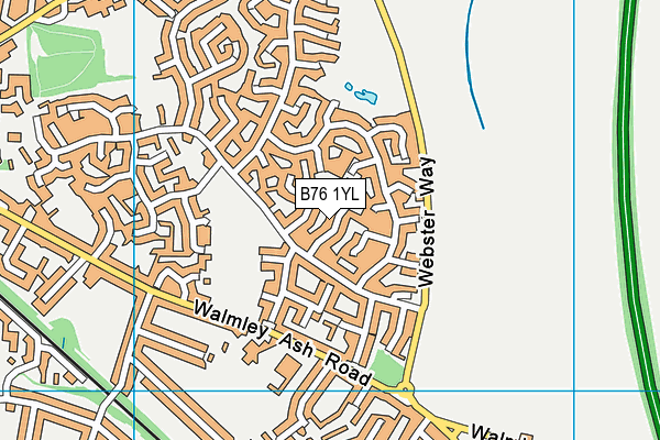 B76 1YL map - OS VectorMap District (Ordnance Survey)