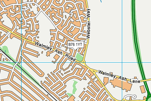 B76 1YT map - OS VectorMap District (Ordnance Survey)