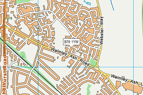 B76 1YW map - OS VectorMap District (Ordnance Survey)