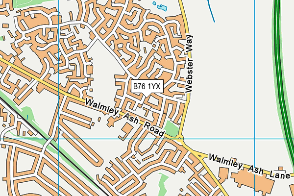 B76 1YX map - OS VectorMap District (Ordnance Survey)