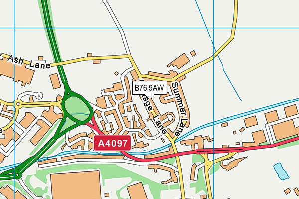 B76 9AW map - OS VectorMap District (Ordnance Survey)