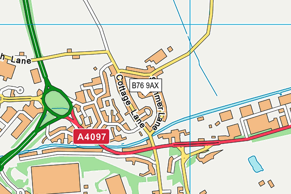 B76 9AX map - OS VectorMap District (Ordnance Survey)