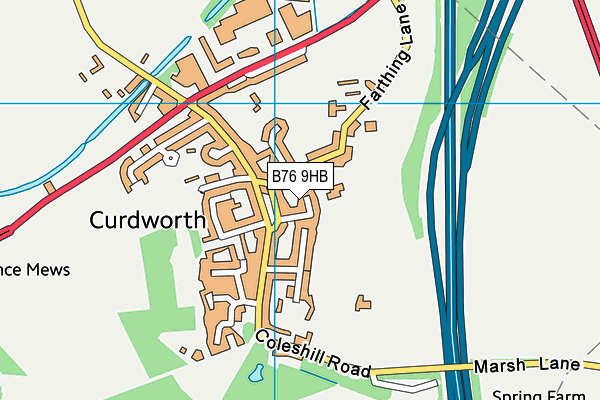 B76 9HB map - OS VectorMap District (Ordnance Survey)