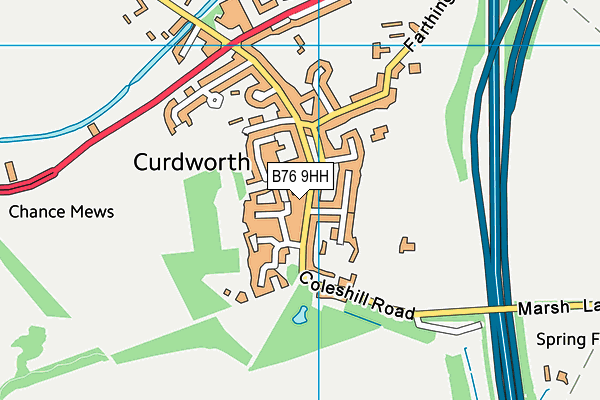 Curdwarth Village Hall map (B76 9HH) - OS VectorMap District (Ordnance Survey)
