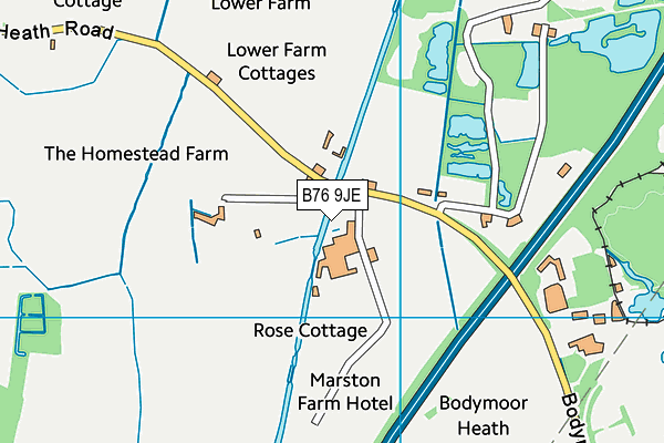 B76 9JE map - OS VectorMap District (Ordnance Survey)