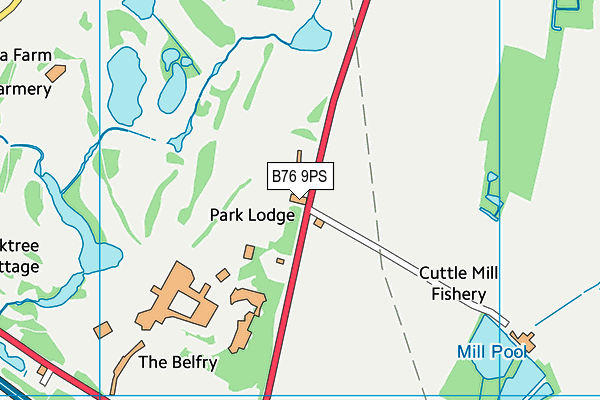 B76 9PS map - OS VectorMap District (Ordnance Survey)