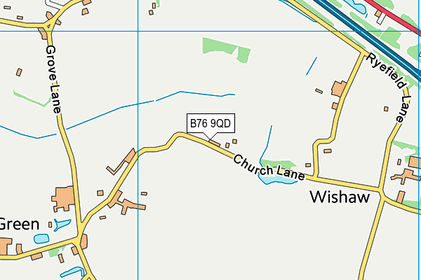 Wishaw Cricket Club map (B76 9QD) - OS VectorMap District (Ordnance Survey)
