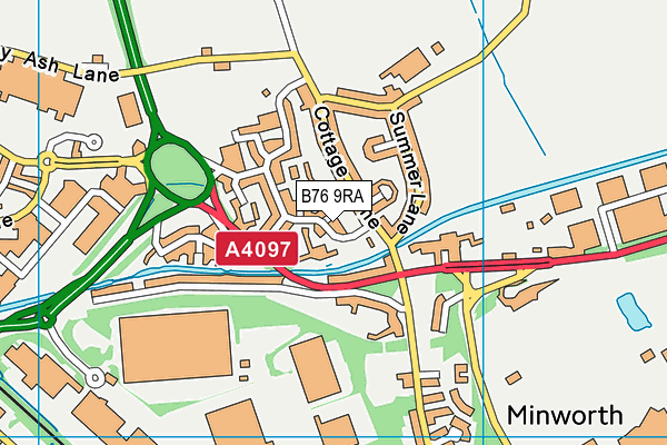 B76 9RA map - OS VectorMap District (Ordnance Survey)