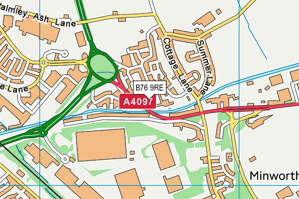 B76 9RE map - OS VectorMap District (Ordnance Survey)