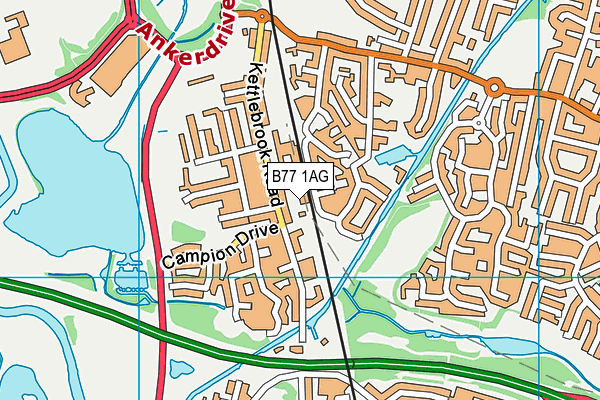 Body Zone Gym (Closed) map (B77 1AG) - OS VectorMap District (Ordnance Survey)