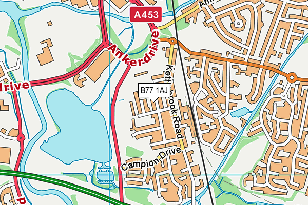 B77 1AJ map - OS VectorMap District (Ordnance Survey)