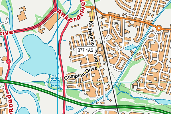 B77 1AS map - OS VectorMap District (Ordnance Survey)