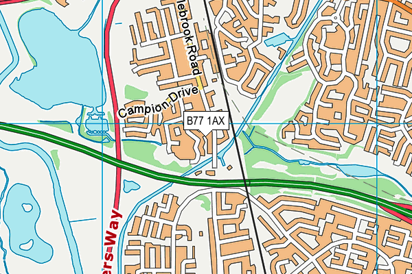 B77 1AX map - OS VectorMap District (Ordnance Survey)