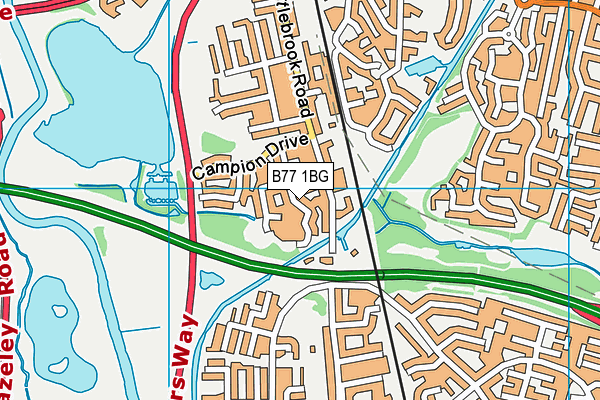 B77 1BG map - OS VectorMap District (Ordnance Survey)