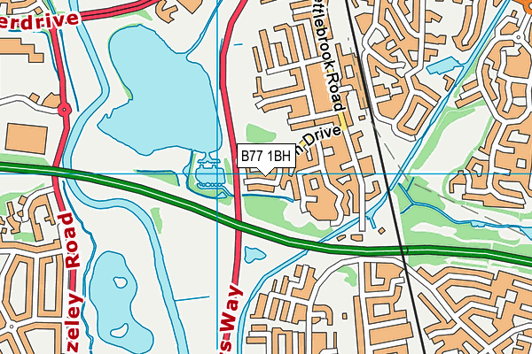 B77 1BH map - OS VectorMap District (Ordnance Survey)