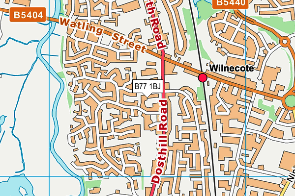 B77 1BJ map - OS VectorMap District (Ordnance Survey)