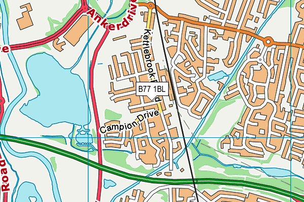B77 1BL map - OS VectorMap District (Ordnance Survey)
