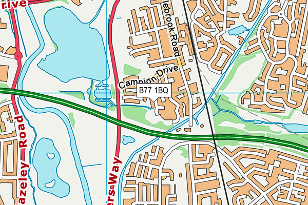 B77 1BQ map - OS VectorMap District (Ordnance Survey)