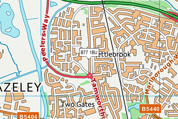 B77 1BU map - OS VectorMap District (Ordnance Survey)