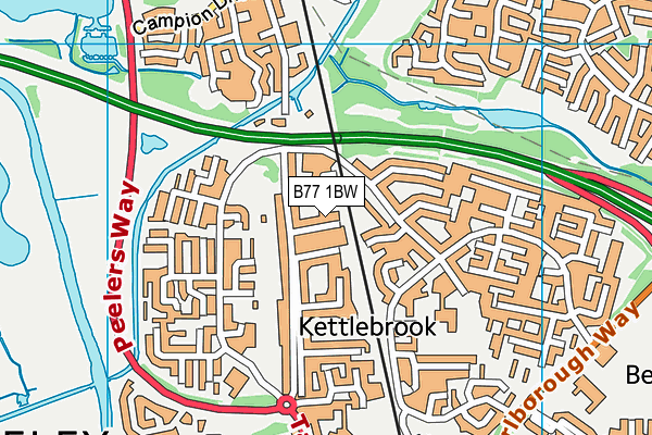 B77 1BW map - OS VectorMap District (Ordnance Survey)