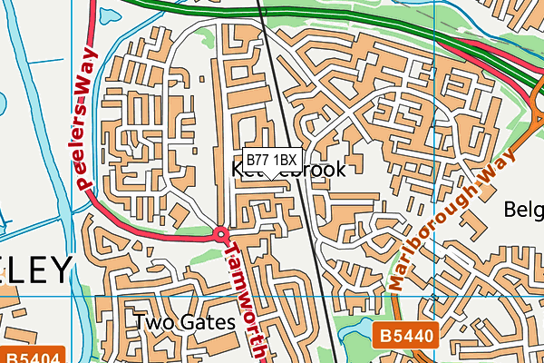 B77 1BX map - OS VectorMap District (Ordnance Survey)