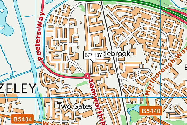 B77 1BY map - OS VectorMap District (Ordnance Survey)