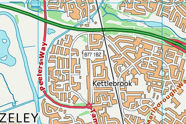 B77 1BZ map - OS VectorMap District (Ordnance Survey)