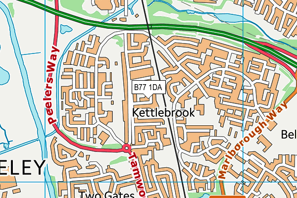 B77 1DA map - OS VectorMap District (Ordnance Survey)