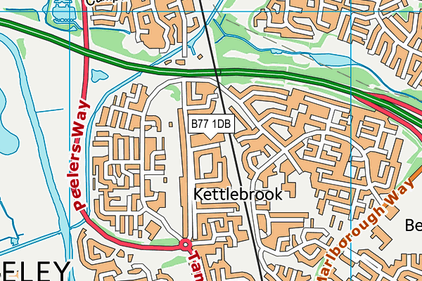 B77 1DB map - OS VectorMap District (Ordnance Survey)