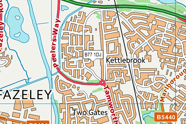 B77 1DJ map - OS VectorMap District (Ordnance Survey)