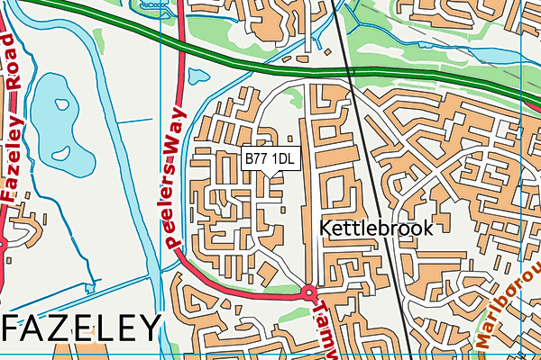 B77 1DL map - OS VectorMap District (Ordnance Survey)