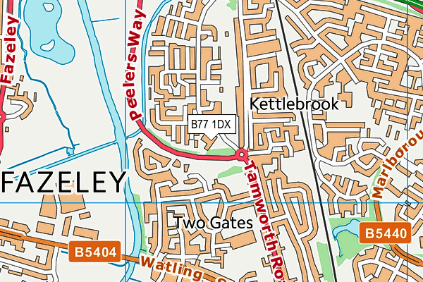 B77 1DX map - OS VectorMap District (Ordnance Survey)