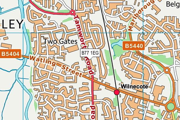 B77 1EG map - OS VectorMap District (Ordnance Survey)