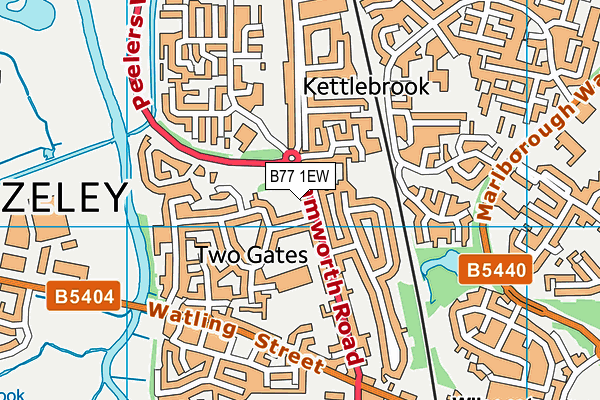 B77 1EW map - OS VectorMap District (Ordnance Survey)