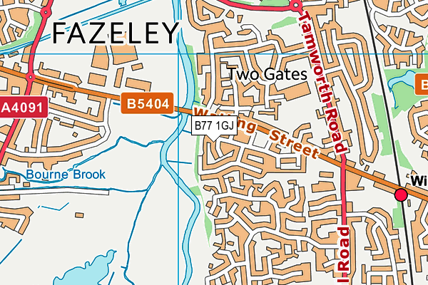 B77 1GJ map - OS VectorMap District (Ordnance Survey)
