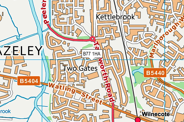 B77 1HA map - OS VectorMap District (Ordnance Survey)