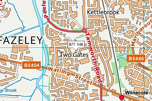 B77 1HB map - OS VectorMap District (Ordnance Survey)