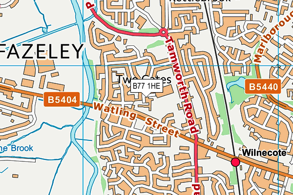 B77 1HE map - OS VectorMap District (Ordnance Survey)