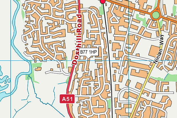 B77 1HP map - OS VectorMap District (Ordnance Survey)